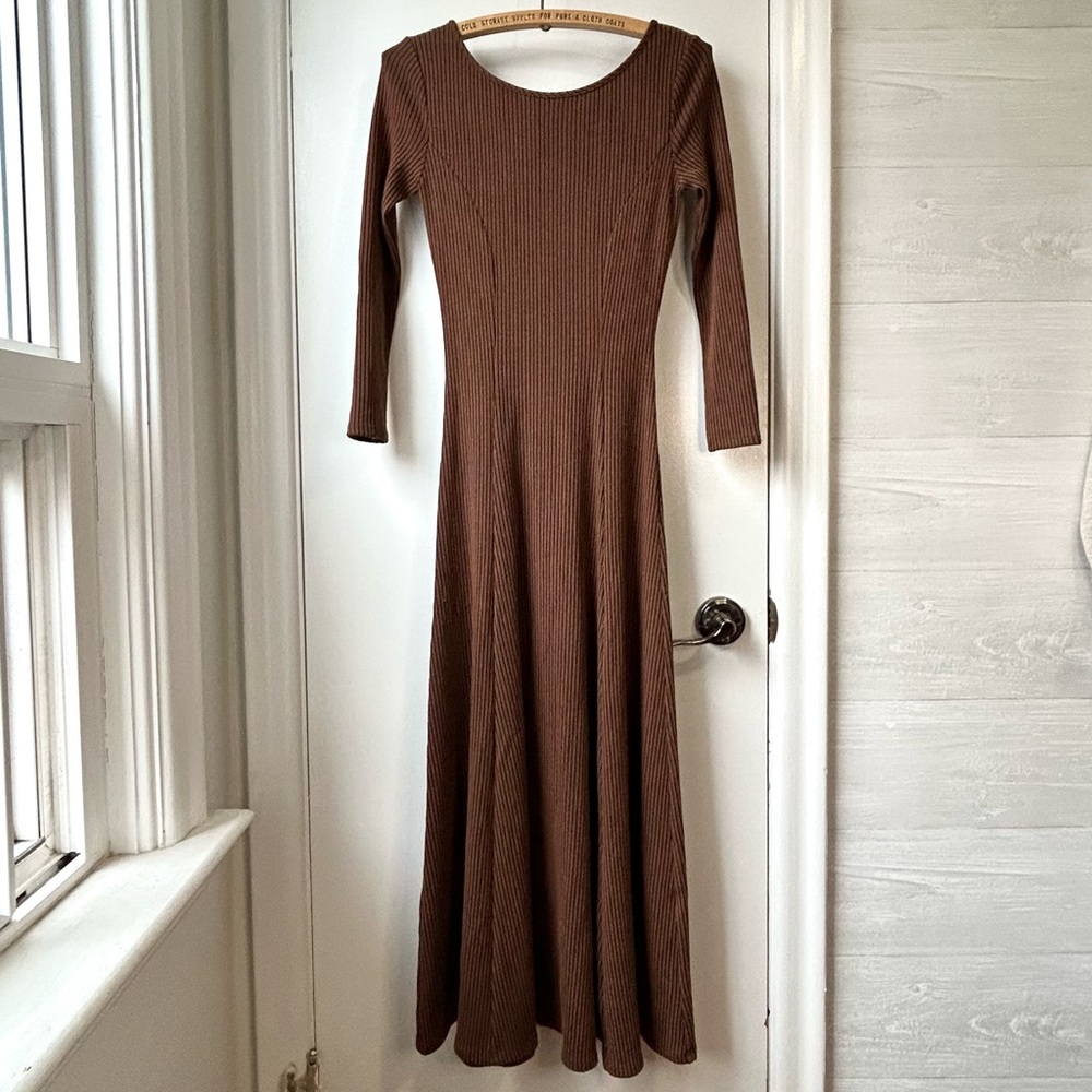 Mara Hoffman Gwyneth Ribbed Scoop Neck Dress Brown